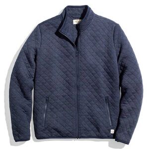 MARINE LAYER | Corbet Full Zip Jacket Gray Navy Blue Quilted Diamond | Medium